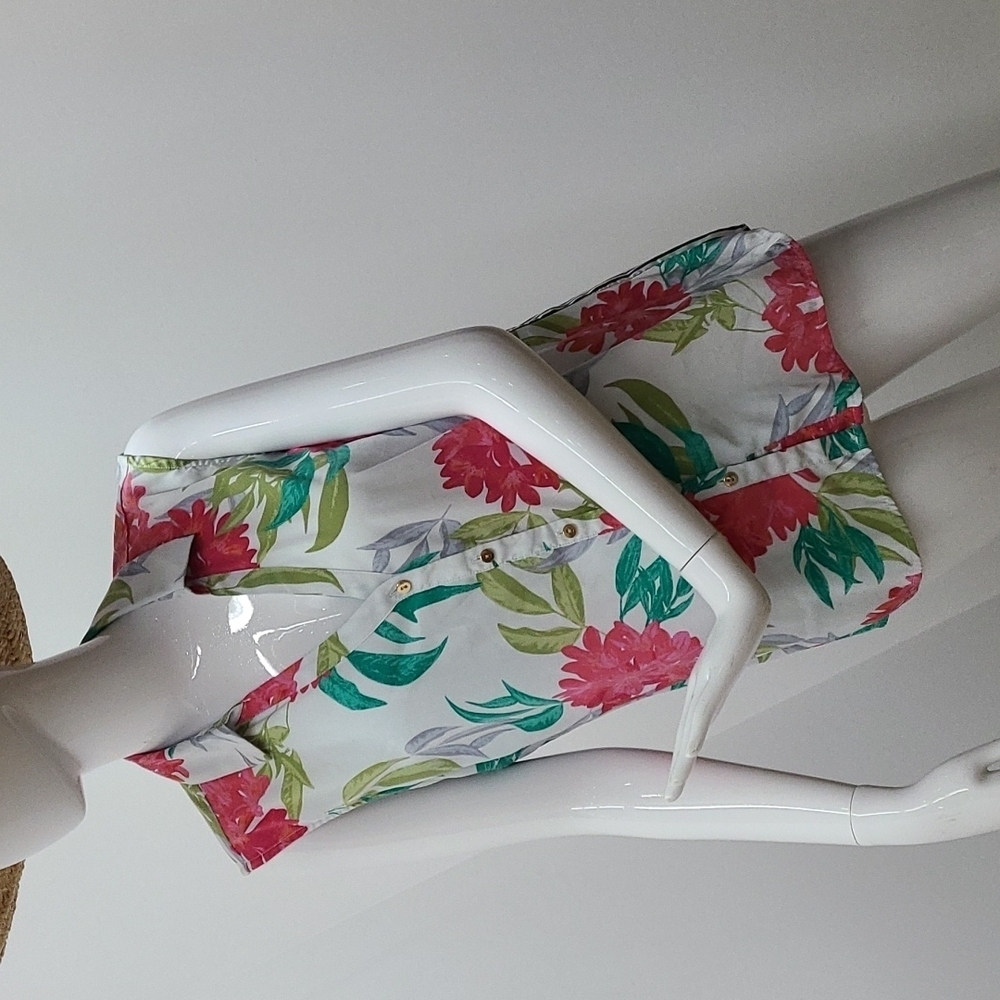 Alfani Floral Striped Sleeveless button down top